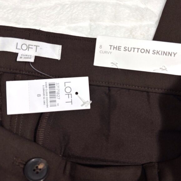 Loft Sutton Skinny Curvy Ankle Pants Stretch Preppy Work Career Brown Size 8 NWT - Picture 6 of 8